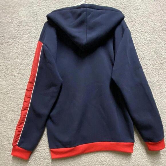 Refinery Republic Sweatshirt Mens Large Blue Long Sleeve 1/4 Zip Hoodie Pockets - Picture 2 of 11